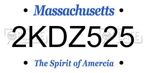 2KDZ525 Massachusetts License Plate