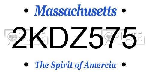 2KDZ575 Massachusetts License Plate