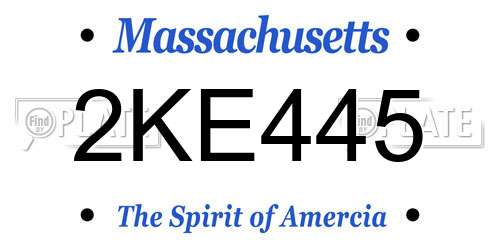 2KE445 Massachusetts License Plate