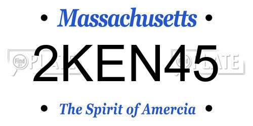 2KEN45 Massachusetts License Plate