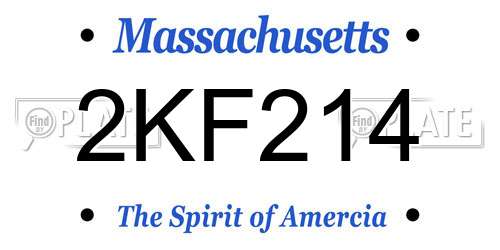 2KF214 Massachusetts License Plate