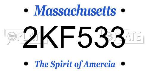 2KF533 Massachusetts License Plate