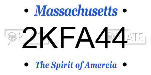 2KFA44 Massachusetts License Plate