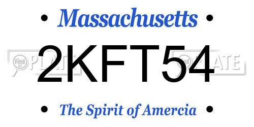 2KFT54 Massachusetts License Plate