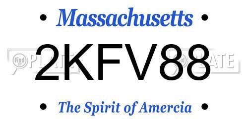 2KFV88 Massachusetts License Plate