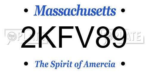 2KFV89 Massachusetts License Plate