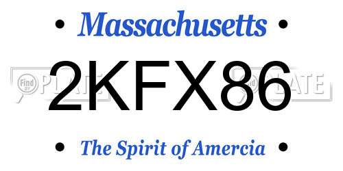2KFX86 Massachusetts License Plate