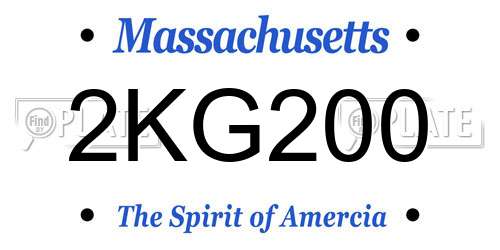2KG200 Massachusetts License Plate