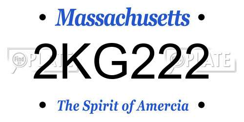 2KG222 Massachusetts License Plate