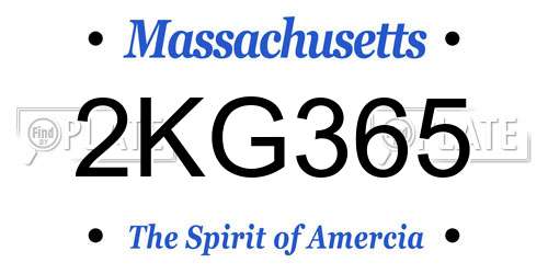 2KG365 Massachusetts License Plate