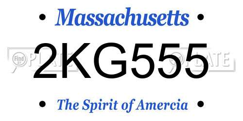 2KG555 Massachusetts License Plate