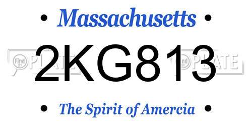 2KG813 Massachusetts License Plate