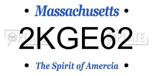 2KGE62 Massachusetts License Plate