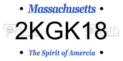 2KGK18 Massachusetts License Plate