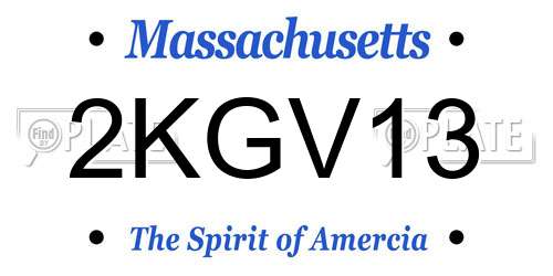 2KGV13 Massachusetts License Plate