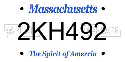 2KH492 Massachusetts License Plate