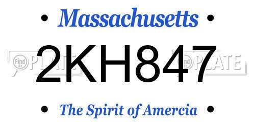 2KH847 Massachusetts License Plate