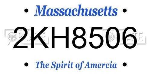 2KH8506 Massachusetts License Plate