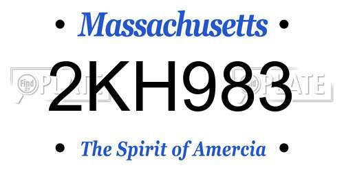 2KH983 Massachusetts License Plate