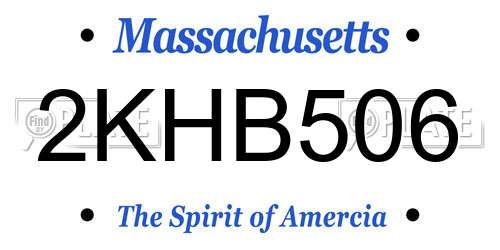 2KHB506 Massachusetts License Plate