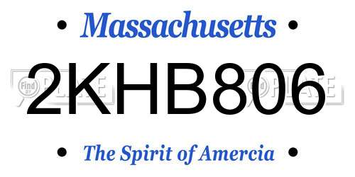 2KHB806 Massachusetts License Plate