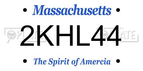 2KHL44 Massachusetts License Plate