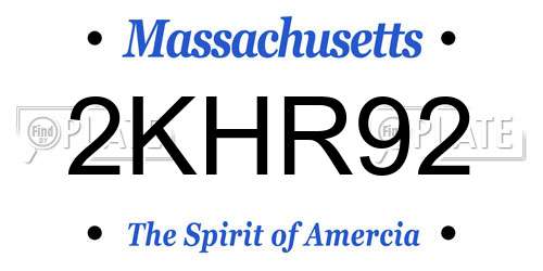 2KHR92 Massachusetts License Plate