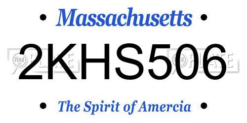 2KHS506 Massachusetts License Plate