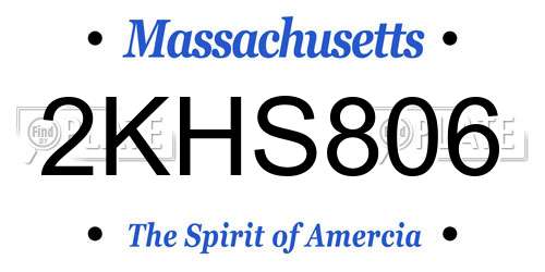 2KHS806 Massachusetts License Plate