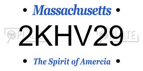 2KHV29 Massachusetts License Plate