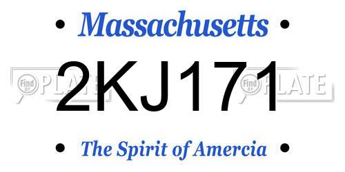 2KJ171 Massachusetts License Plate