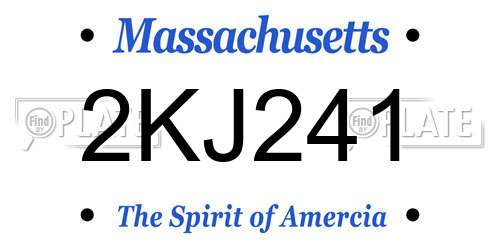 2KJ241 Massachusetts License Plate