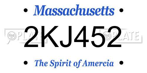 2KJ452 Massachusetts License Plate