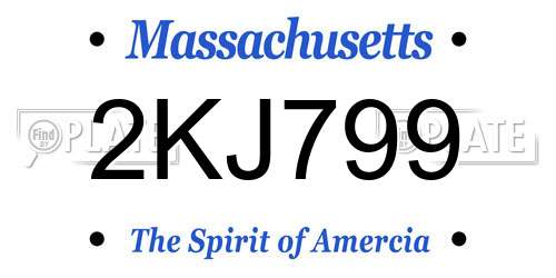 2KJ799 Massachusetts License Plate