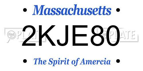 2KJE80 Massachusetts License Plate
