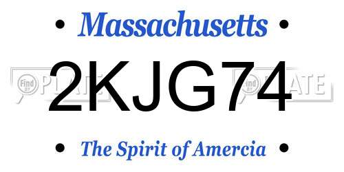 2KJG74 Massachusetts License Plate