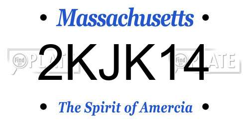 2KJK14 Massachusetts License Plate