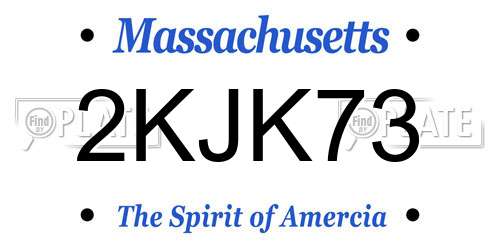 2KJK73 Massachusetts License Plate