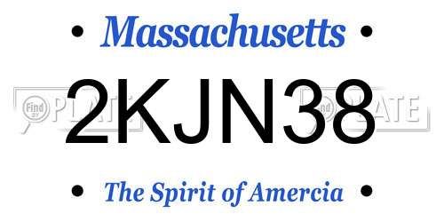 2KJN38 Massachusetts License Plate