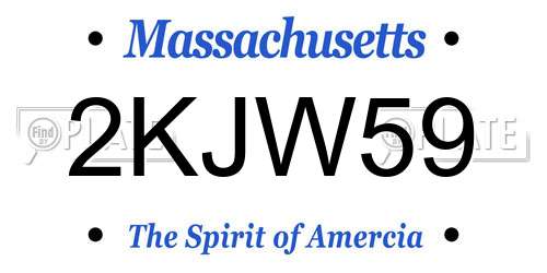 2KJW59 Massachusetts License Plate
