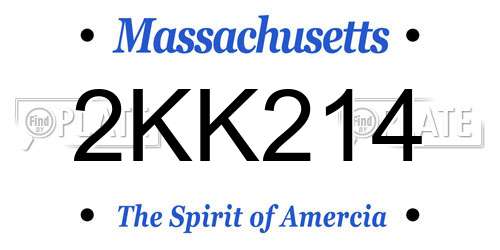 2KK214 Massachusetts License Plate