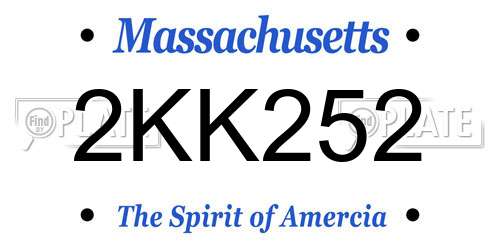 2KK252 Massachusetts License Plate