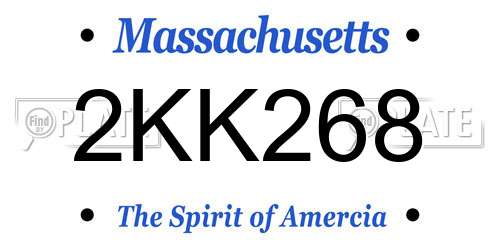 2KK268 Massachusetts License Plate