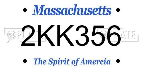 2KK356 Massachusetts License Plate