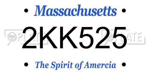 2KK525 Massachusetts License Plate