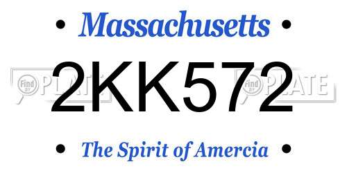2KK572 Massachusetts License Plate