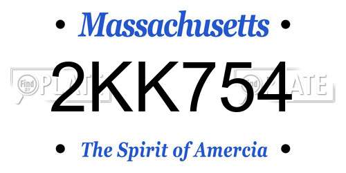2KK754 Massachusetts License Plate