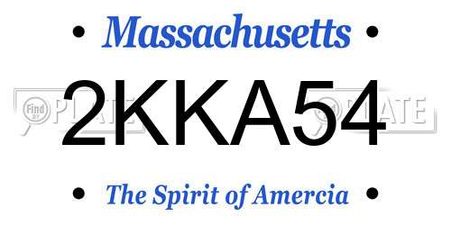2KKA54 Massachusetts License Plate