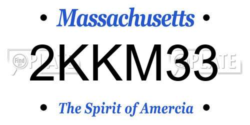 2KKM33 Massachusetts License Plate