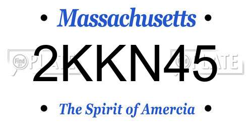 2KKN45 Massachusetts License Plate